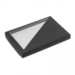 24 Choc Black Ribbed Folding Lid with Triangular Window